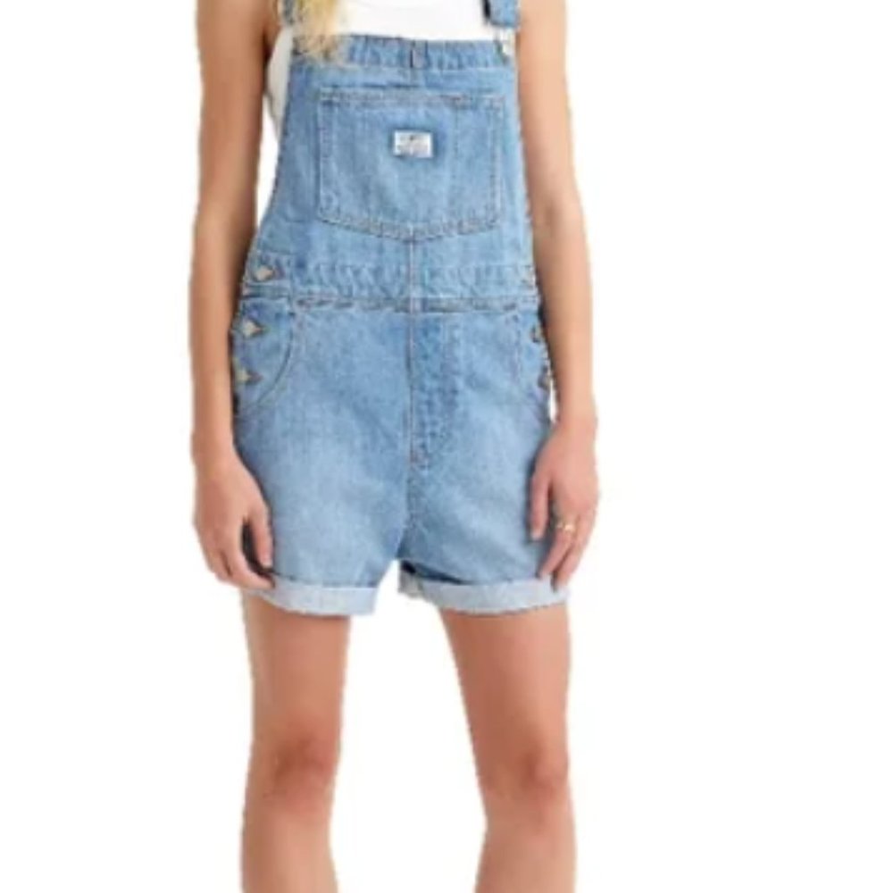 Levi's Light-washed Denim Jean Shorts Overalls - Large